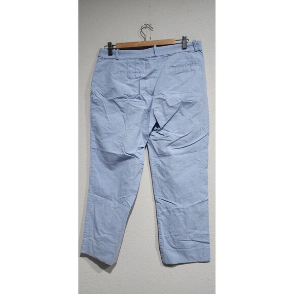 J. Crew Skimmer Cropped Pants Women Size 8 Cotton Oxford Blue Preppy Beachy - Picture 2 of 9